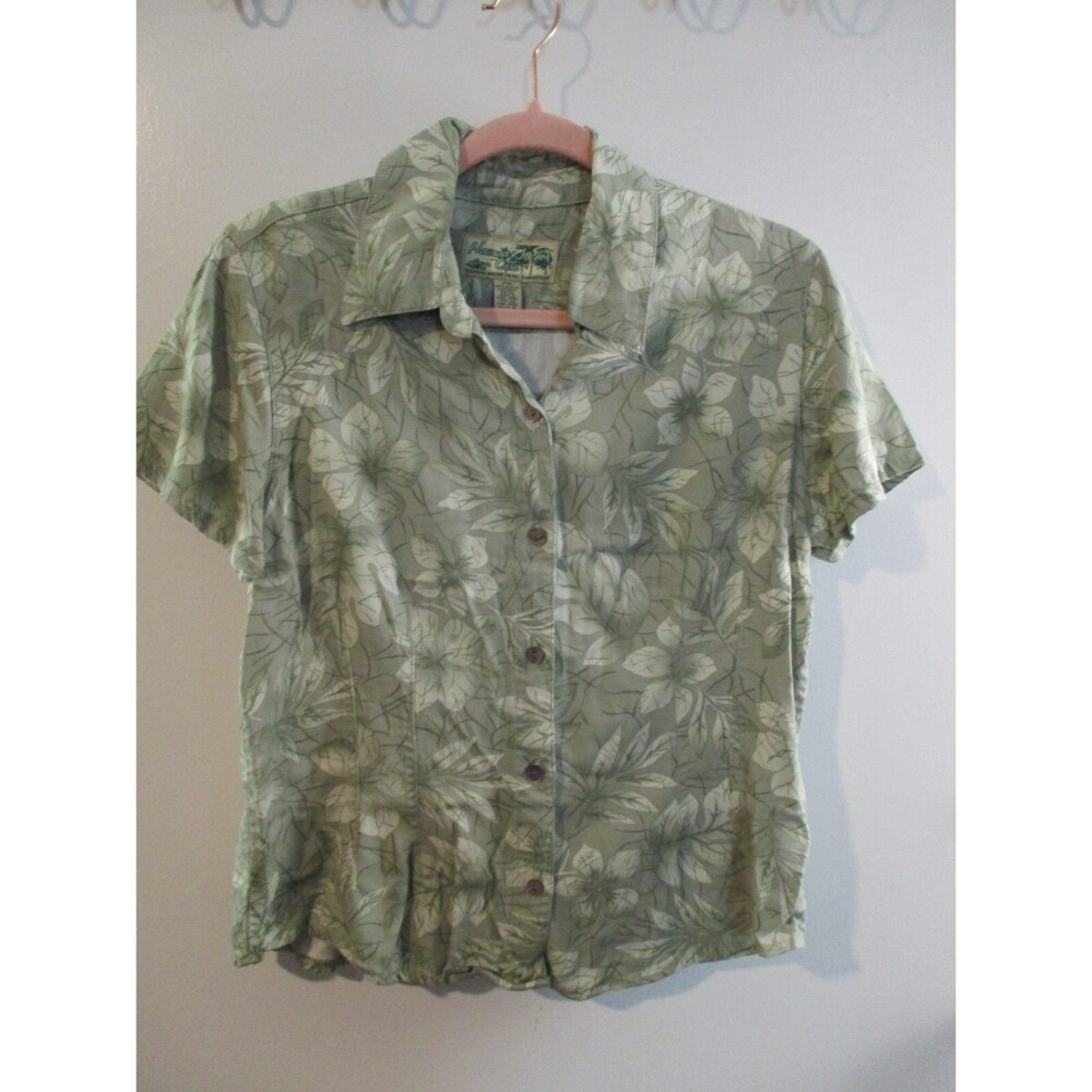 Havana Jacks Womens Sz PM Short Sleeve Button Down Hawaiian Shirt Beach Summer